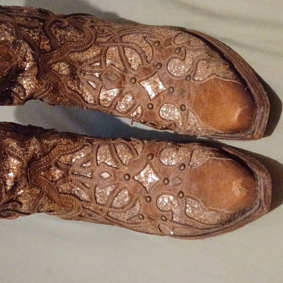 Corral brown glitter inlay boots size 9 - Picture 2 of 7